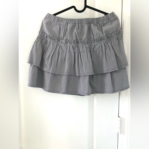 NWT Kirious 100% Cotton Light Gray Tiered Mini Skirt - Picture 6 of 6